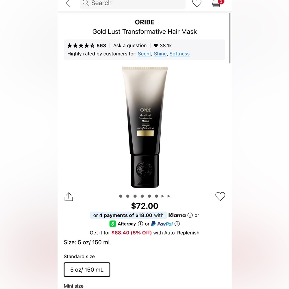 Oribe Gold Lust Transformative Masque - Elegant Black and Gold